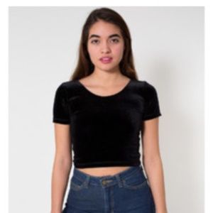 Black Velvet Cropped Top by American Apparel